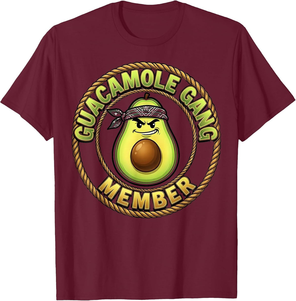 Guacamole Gang Member Cinco de Mayo Design T-Shirt - Burgundy