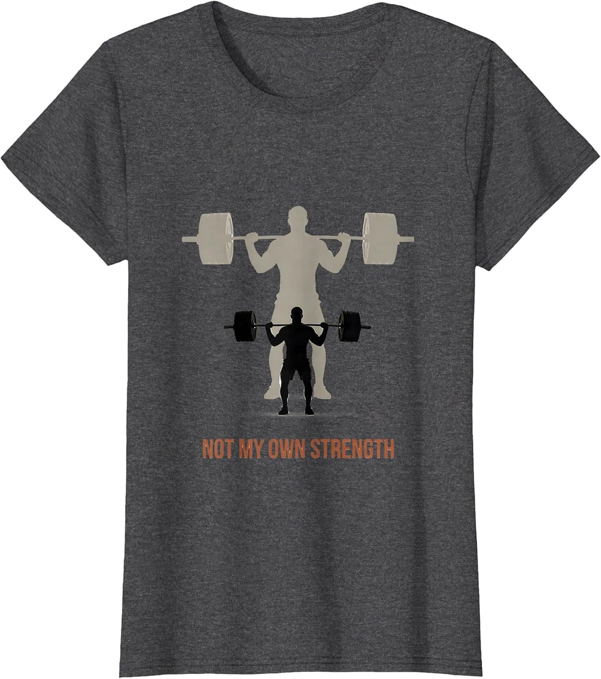 Women's Not My Own Strength Christian Gym Faith Fitness Motivational T-Shirt - Dark Heather Grey