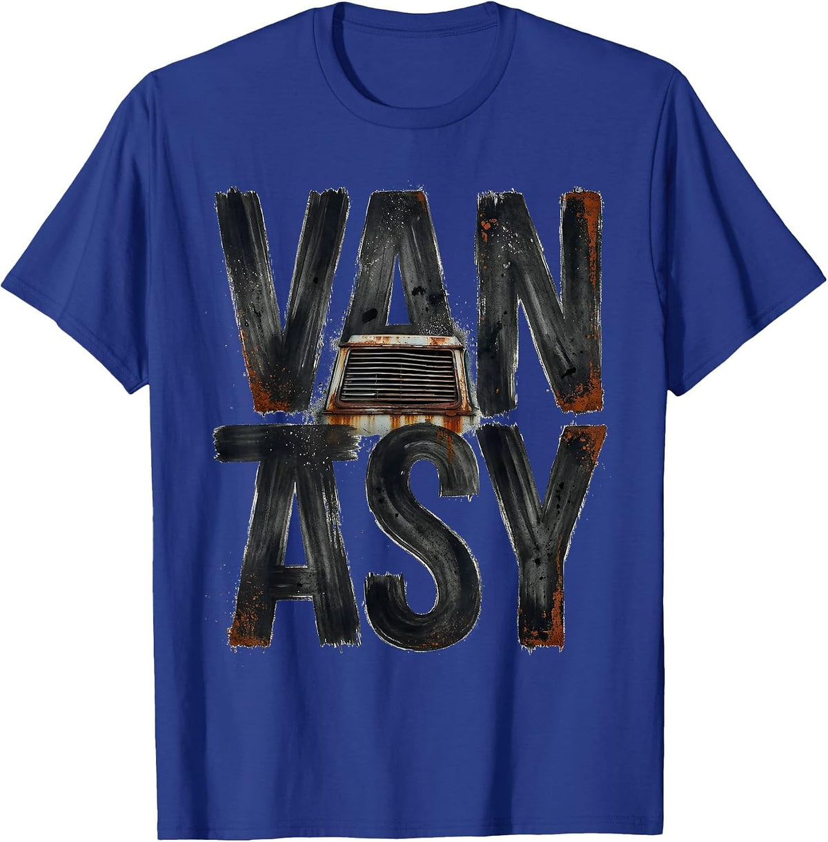 Men's Vantasy Retro Van Life Van Enthusiast Road Trip T-Shirt - Royal Blue
