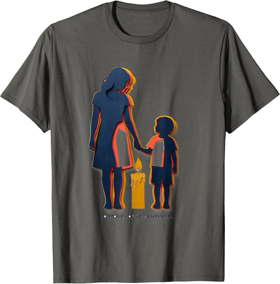 Godmother Of The Birthday Girl Whimsical Family Pride Party T-Shirt - Asphalt Grey