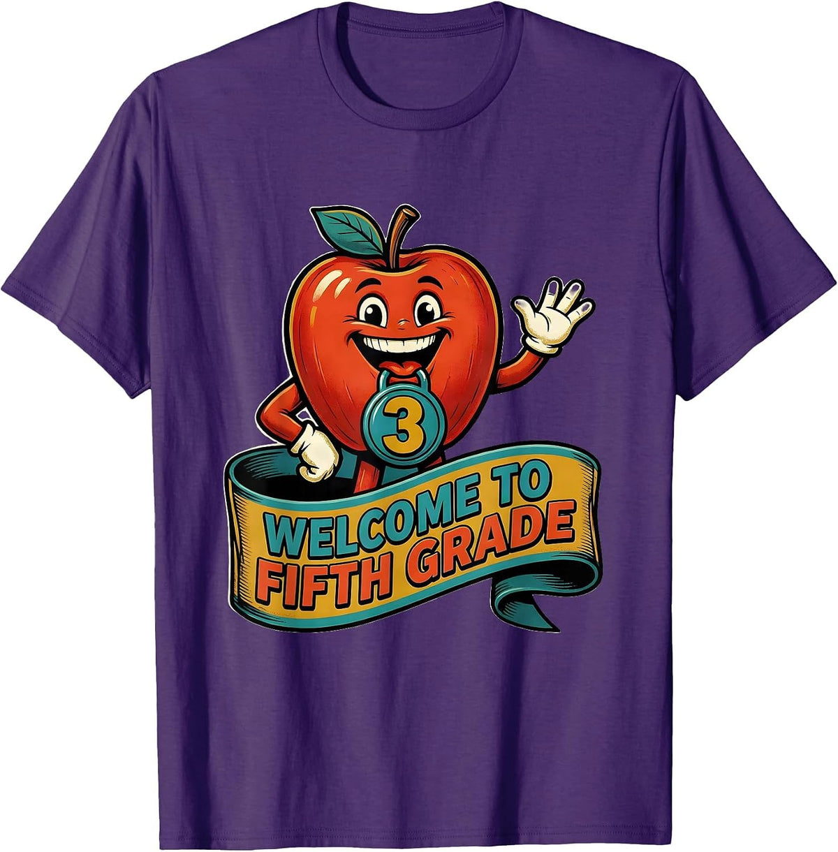 Welcome To Fifth Grade Retro Teacher Back To School T-Shirt - Purple