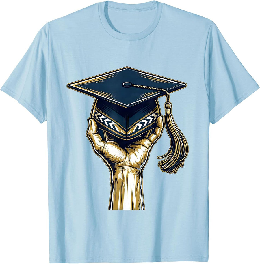 Men's Paraprofessional Graduation Cap Helping Hand Design T-Shirt - Baby Blue
