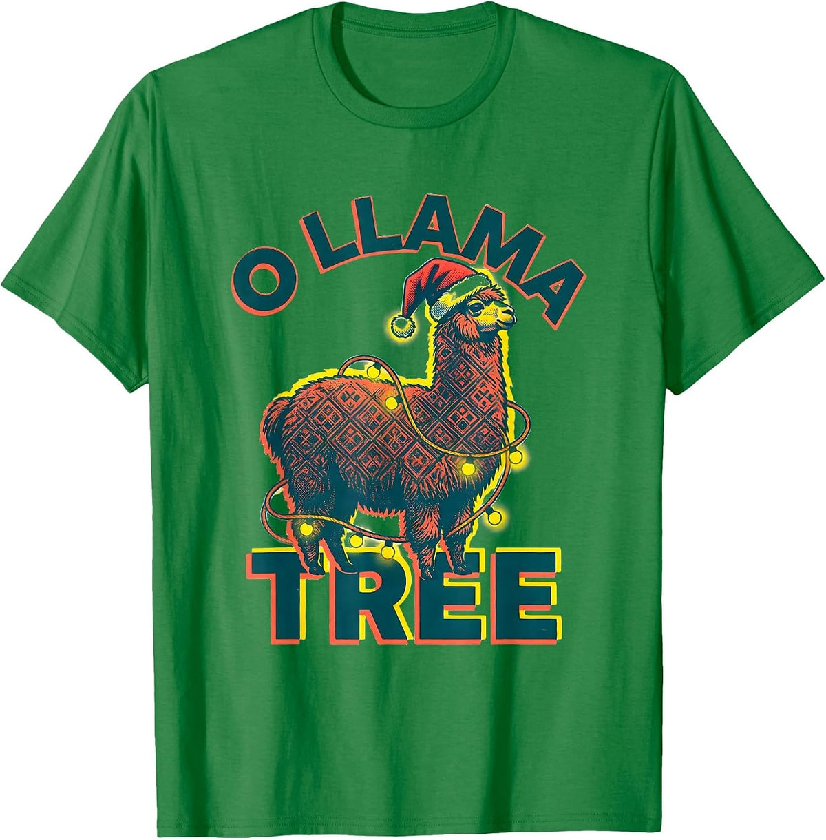 Men's O Llama Tree Funny Llama Lover Christmas Animal Humor T-Shirt - Kelly Green