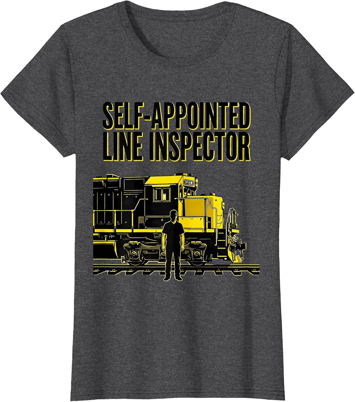 Women's Self-Appointed Line Inspector Funny Train Enthusiast Gift T-Shirt - Dark Heather Grey