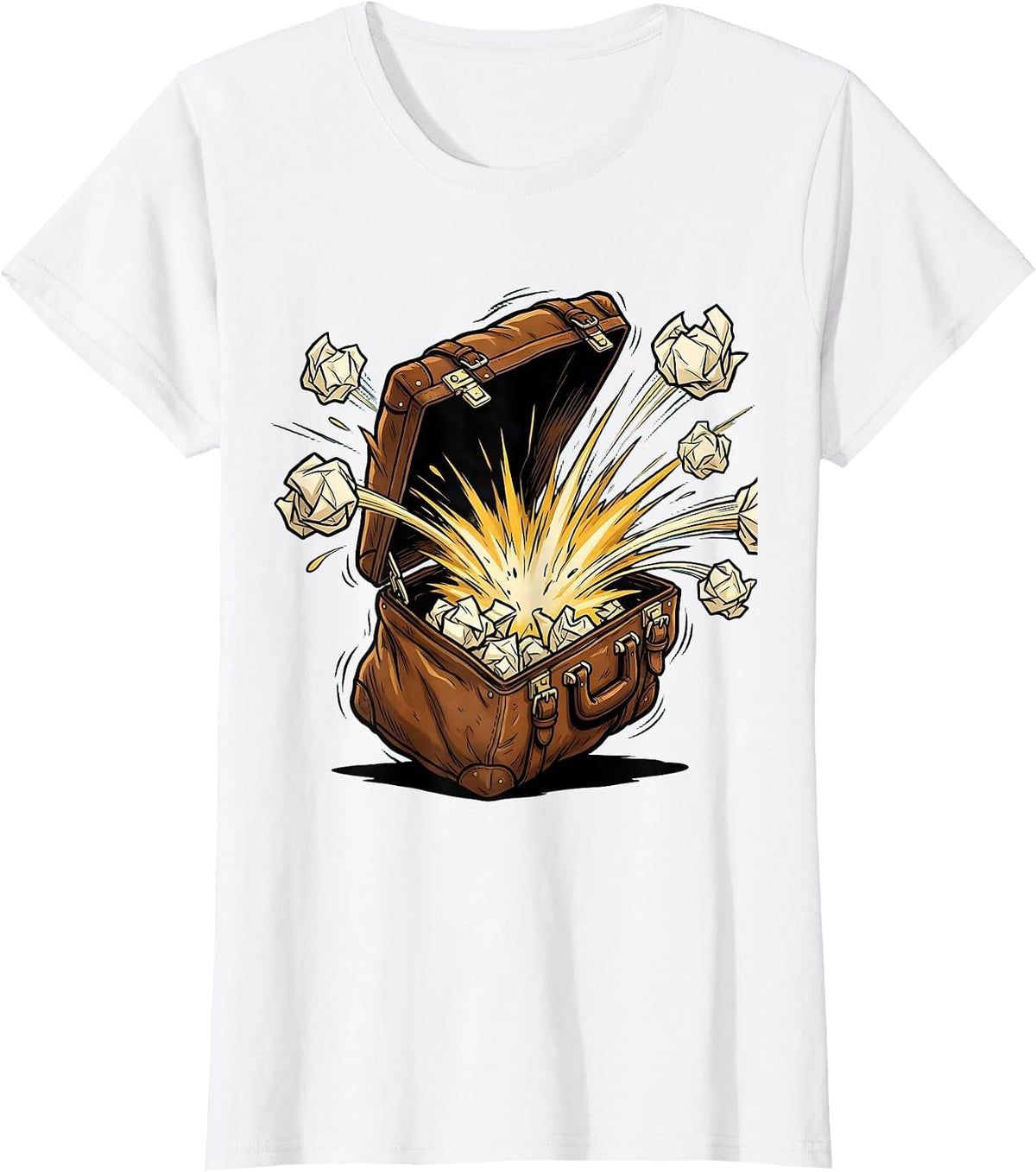 Women's Substitute Teacher Exploding Briefcase Graphic T-Shirt - White