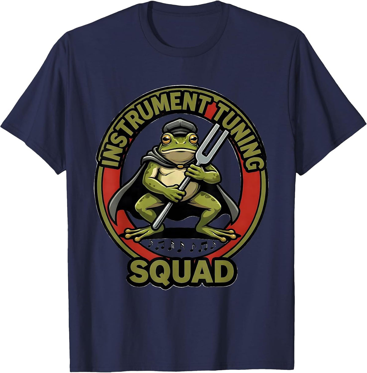 Instrument Tuning Squad Funny Frog Teacher Back to School T-Shirt - Navy Blue