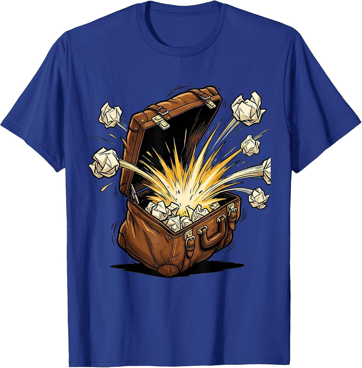 Men's Substitute Teacher Exploding Briefcase Graphic T-Shirt - Royal Blue