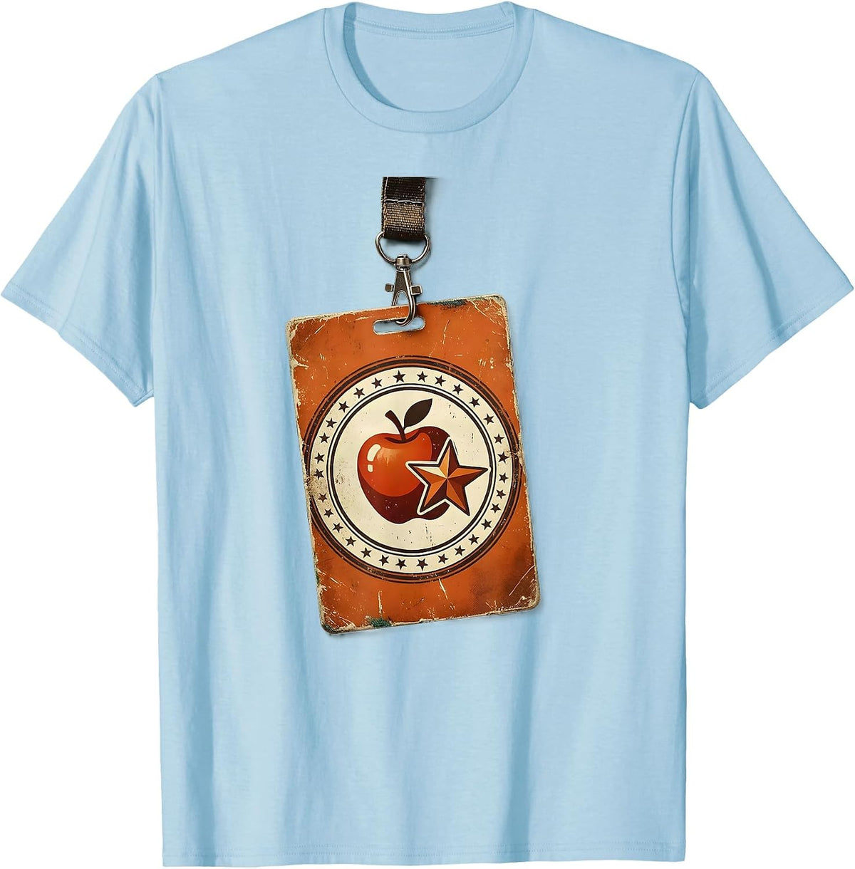Substitute Teacher Badge Clip Graphic Design T-Shirt - Baby Blue