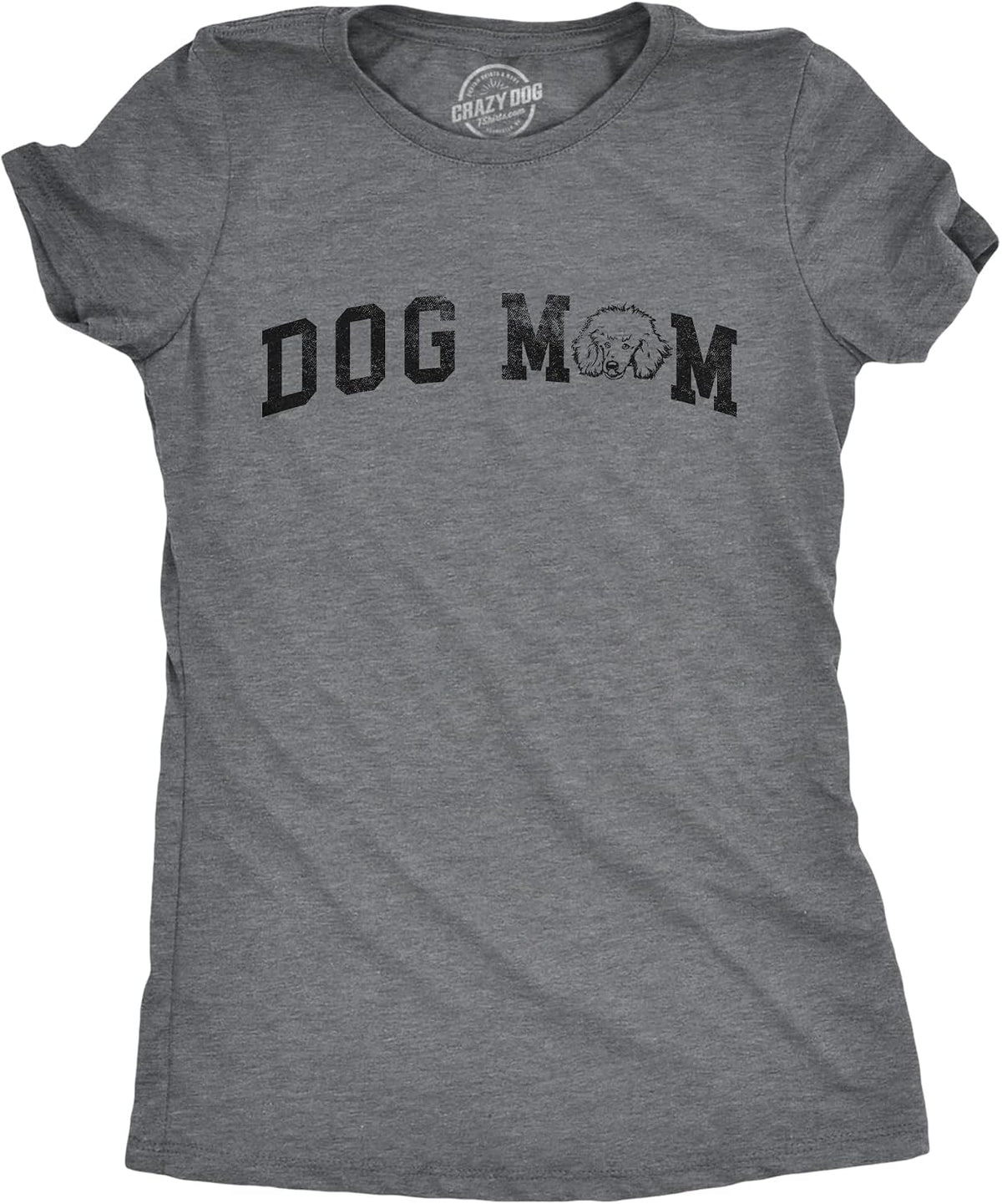 Womens Dog Mom and Cat Mom Shirts Funny Cute Tees for Pet Owners - Dark Heather Grey - Dog Mom Poodle