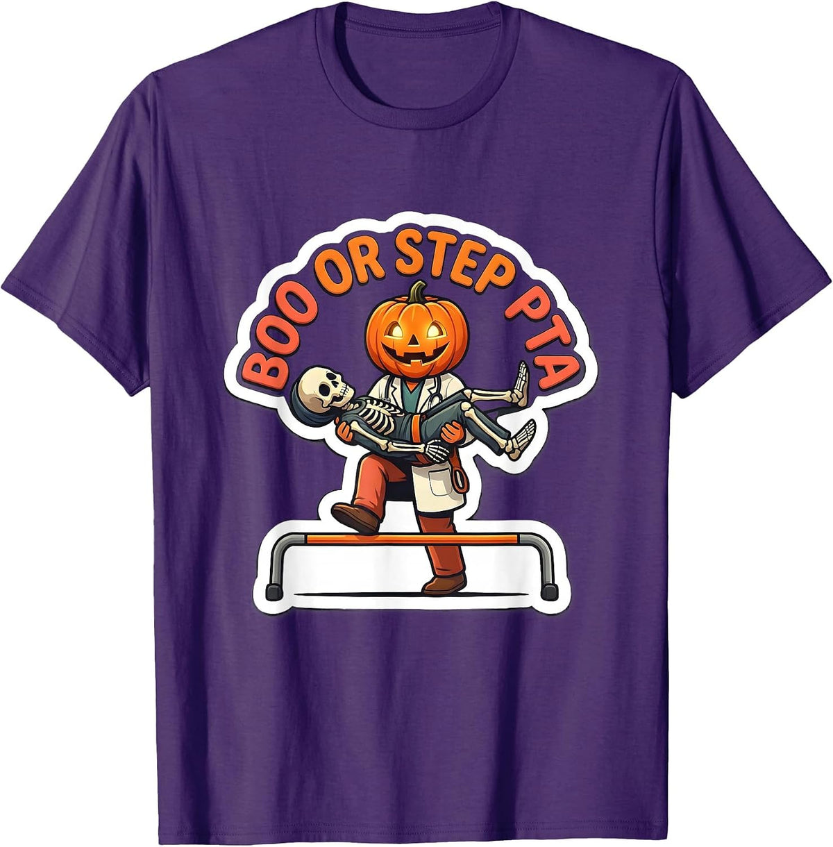 Men's Boo Or Step PTA Funny Physical Therapy Halloween T-Shirt - Purple
