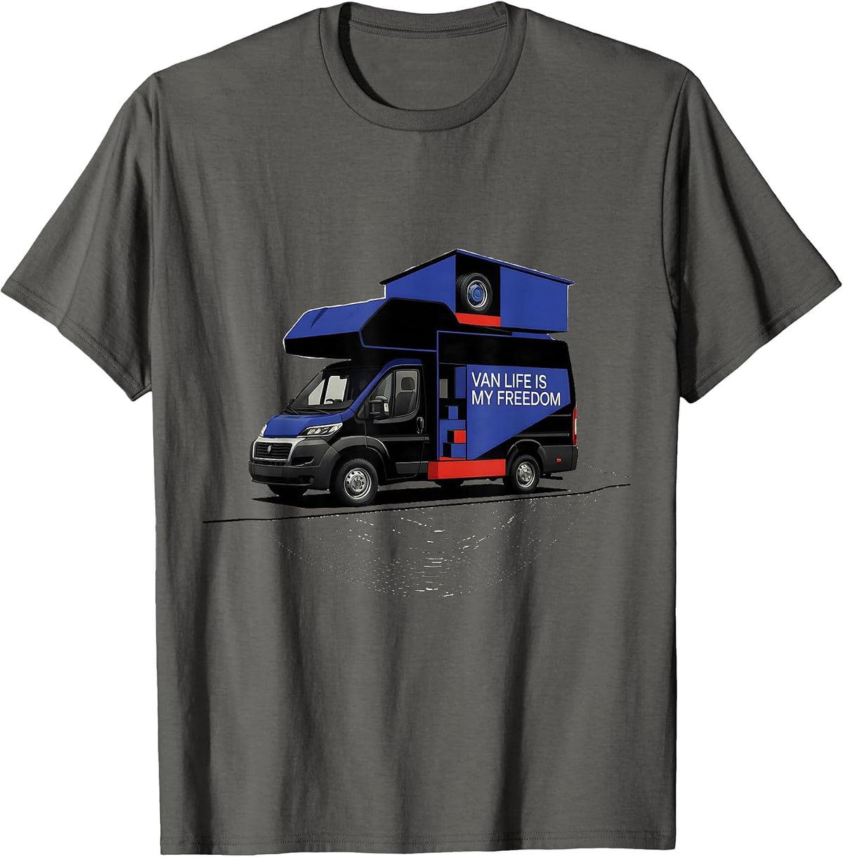 Van Life Is My Freedom Bauhaus Modernist Van Dweller Nomads T-Shirt - Asphalt Grey