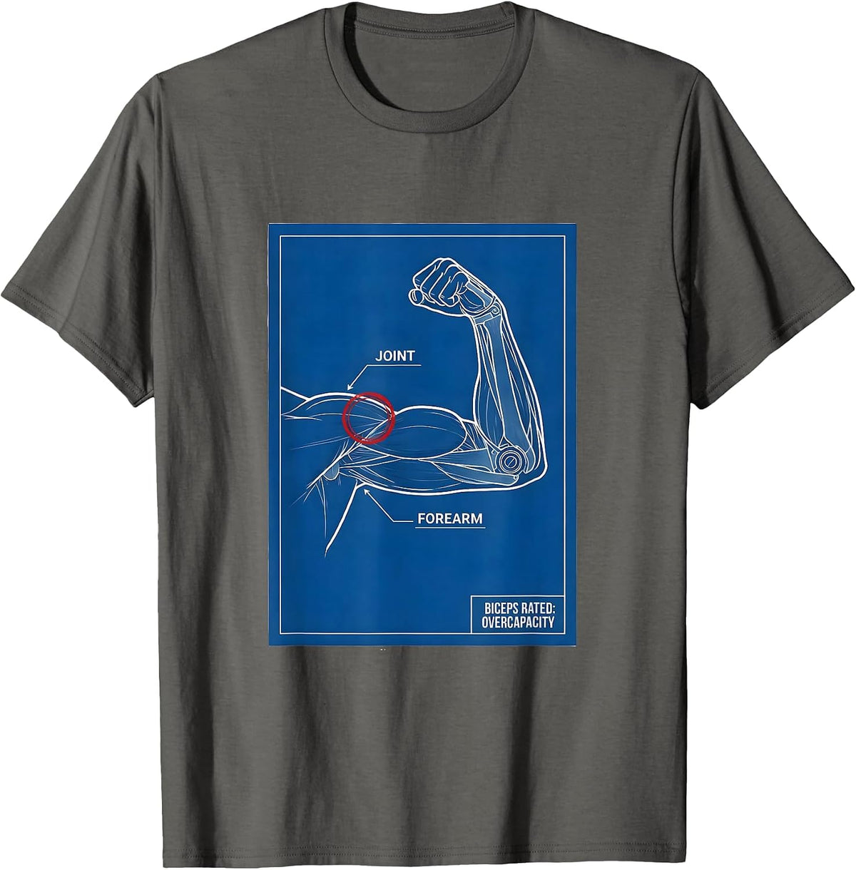 Biceps Rated: Overcapacity Technical Blueprint Gym T-Shirt - Asphalt Grey
