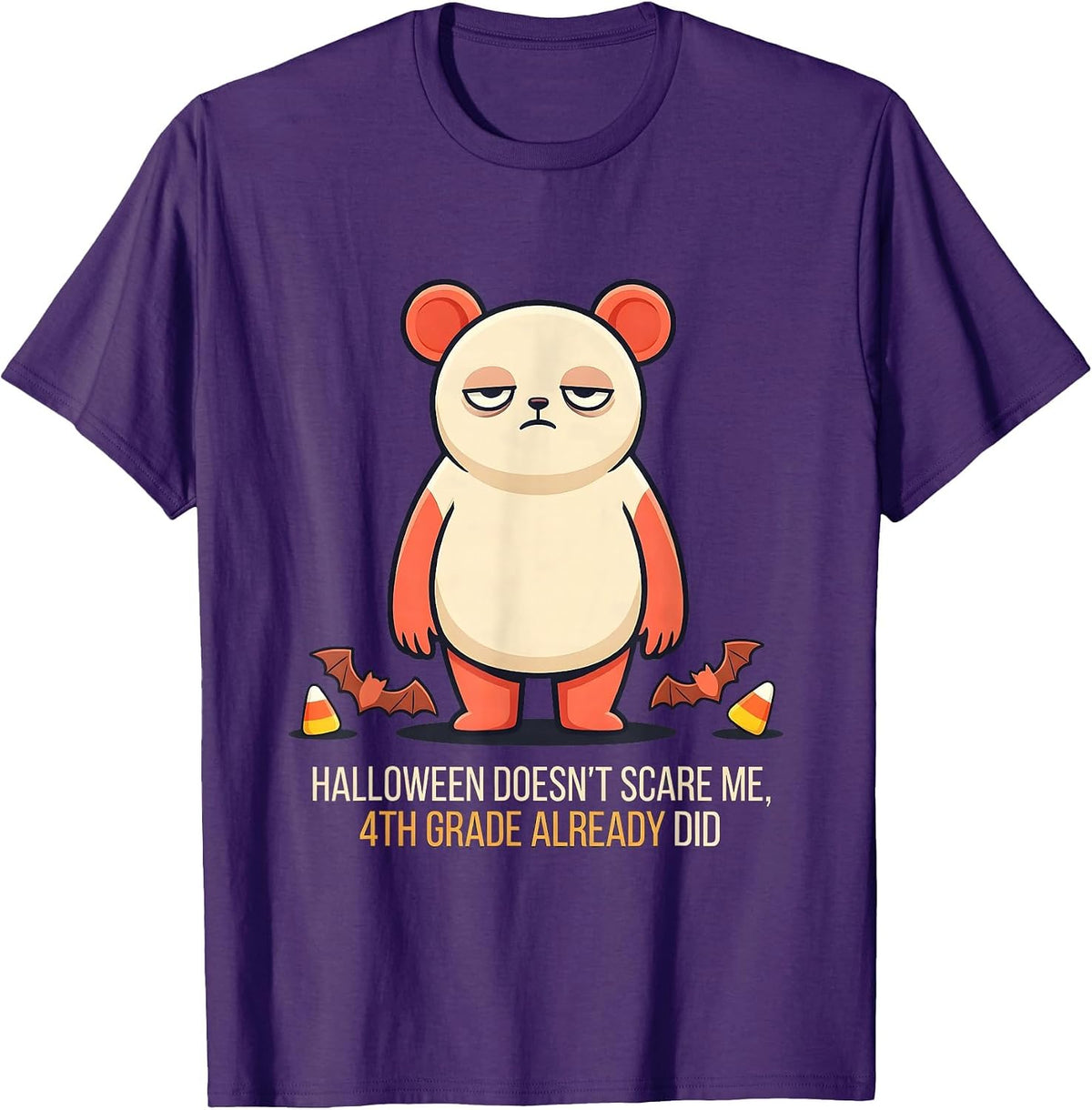 Halloween Doesn't Scare Me, 4th Grade Already Did Teacher T-Shirt - Purple