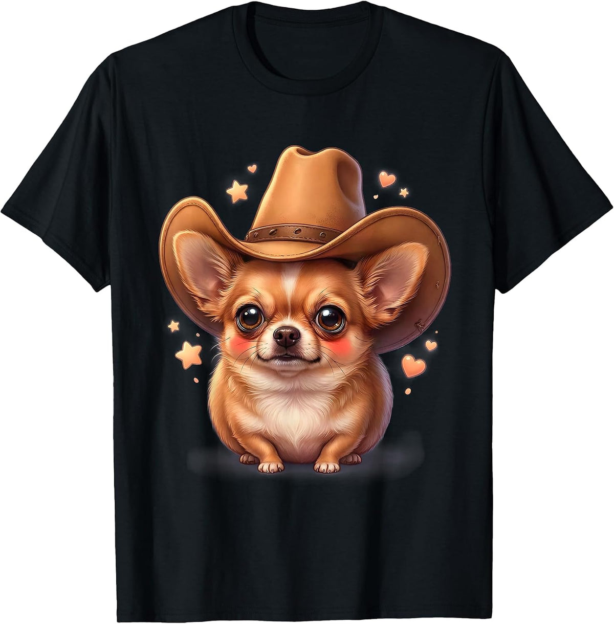 Men's Funny Chihuahua in Oversized Cowboy Hat T-Shirt - Black