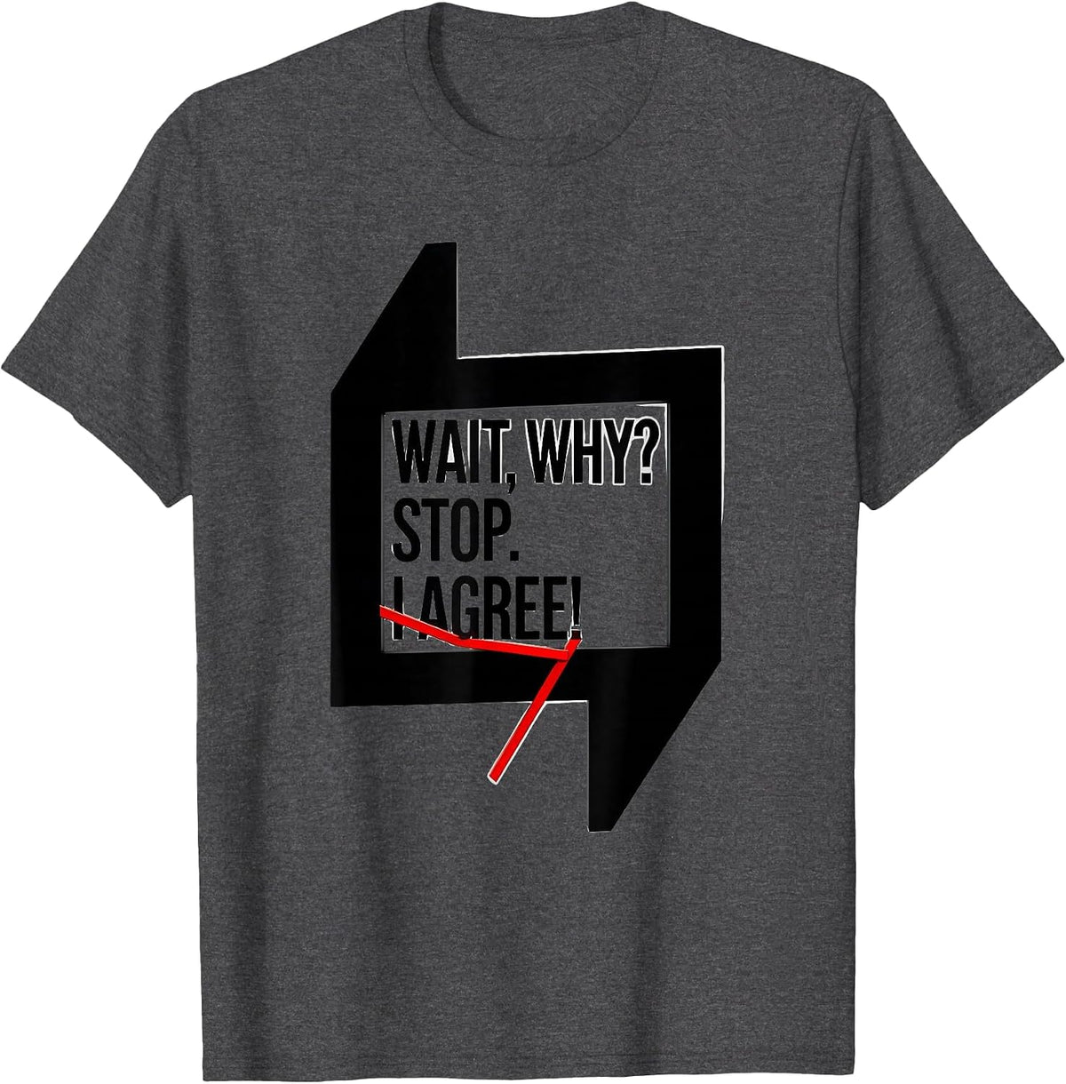 Wait Why Stop I Agree Funny Grammar Teacher Humor T-Shirt - Dark Heather Grey