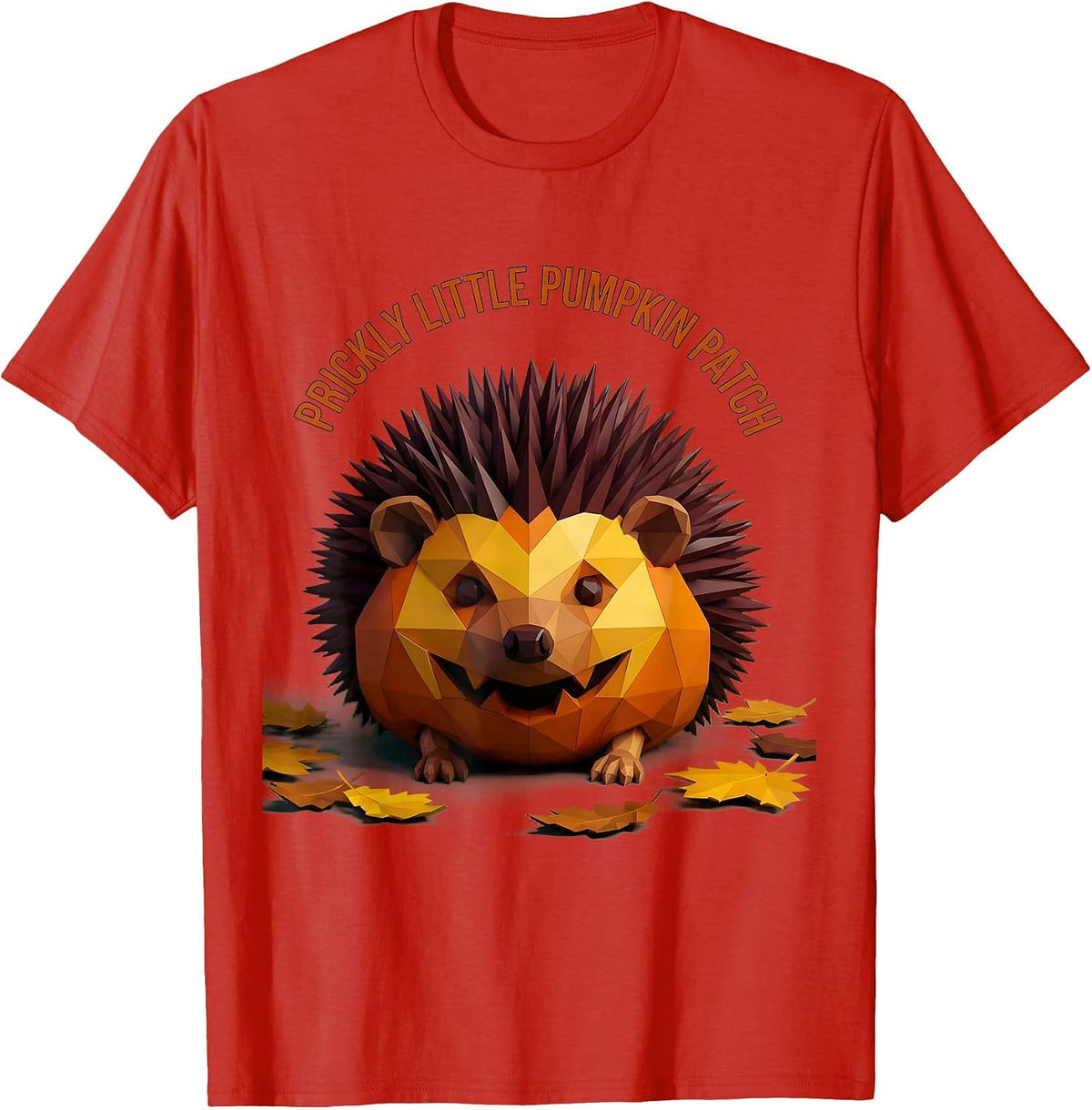 Men's Prickly Little Pumpkin Patch Halloween Hedgehog T-Shirt - Red