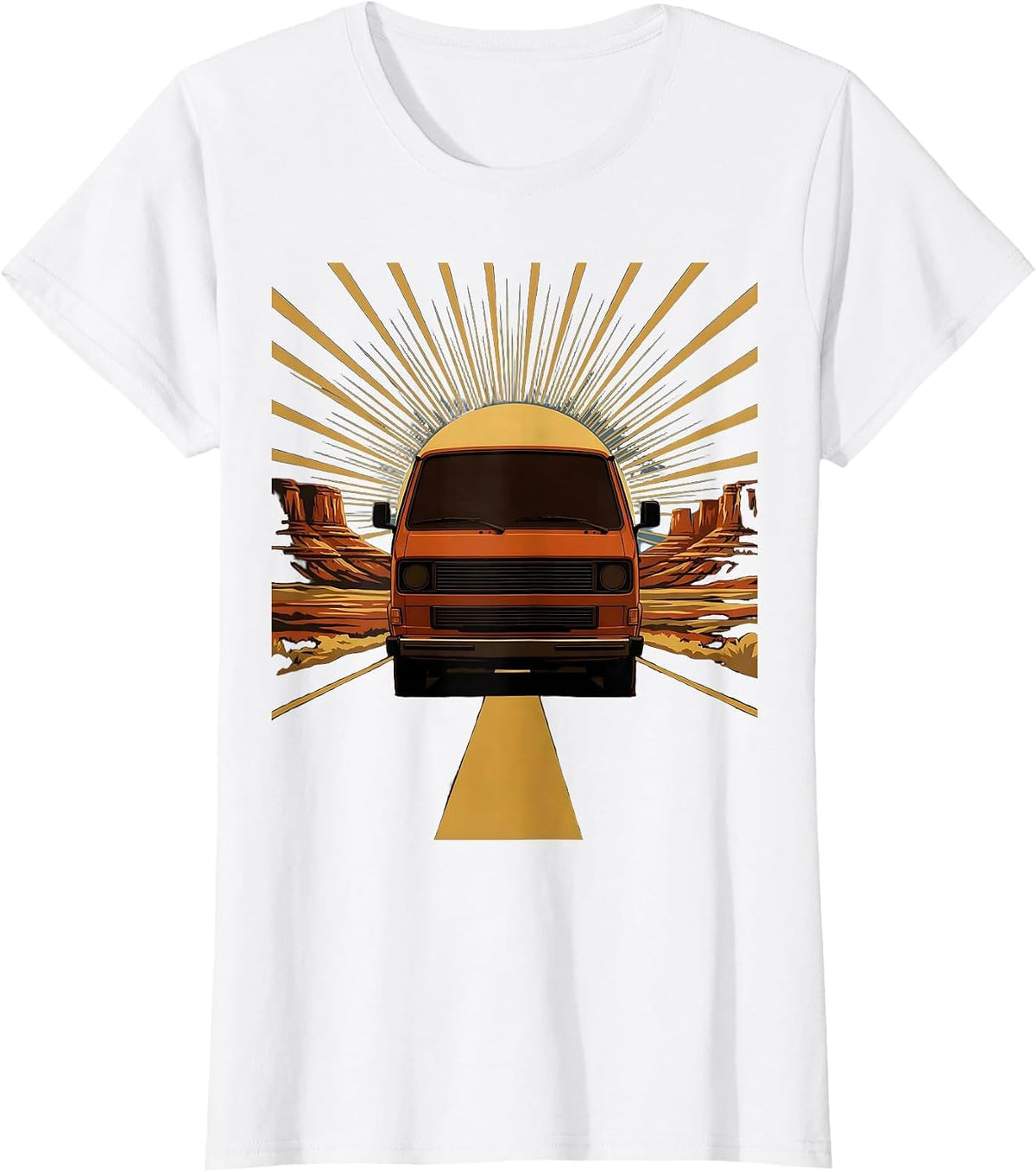 Vintage Tour Van Desert Highway Graphic T-Shirt - White