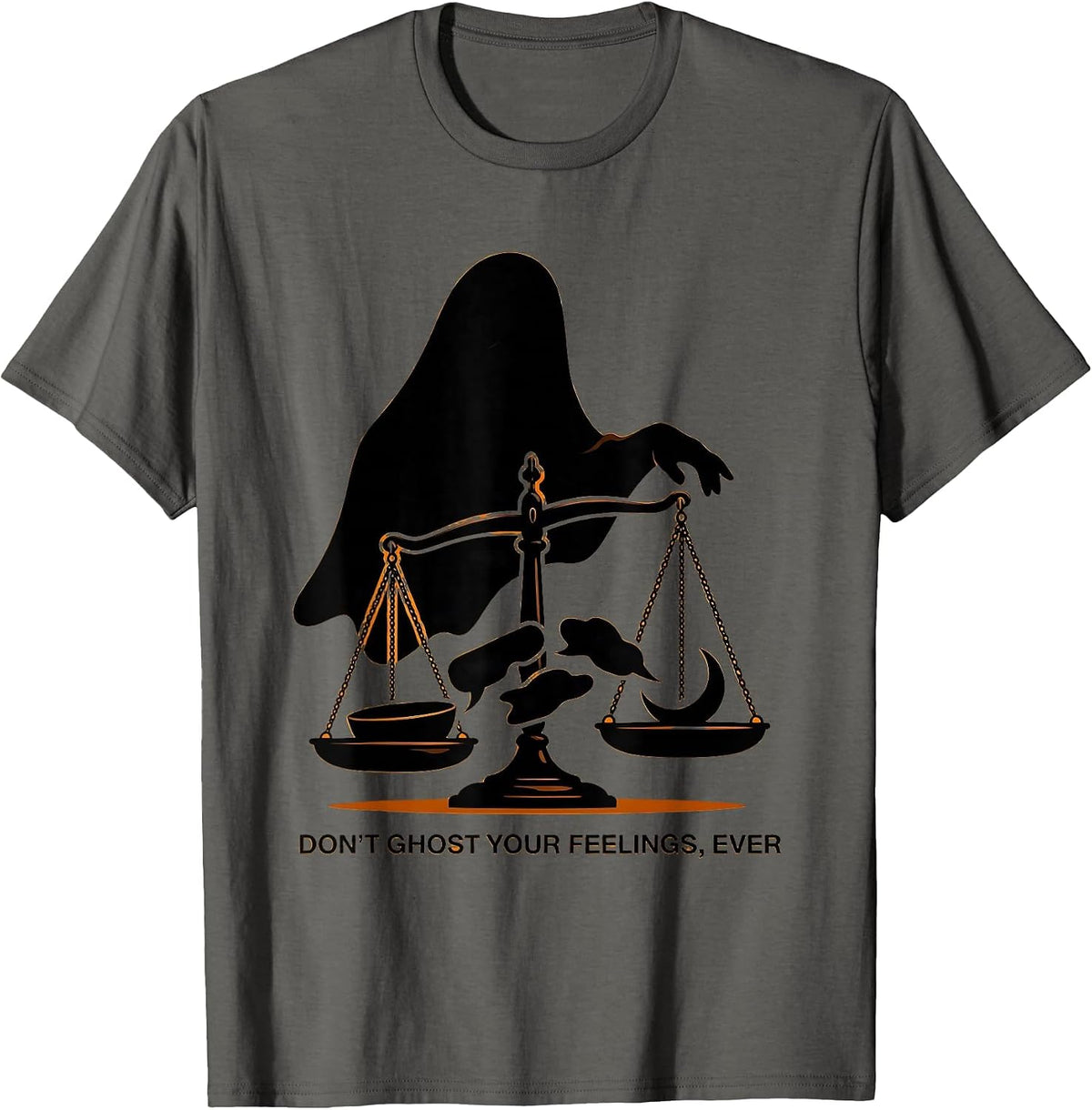Don't Ghost Your Feelings, Ever Halloween Mental Health T-Shirt - Asphalt Grey