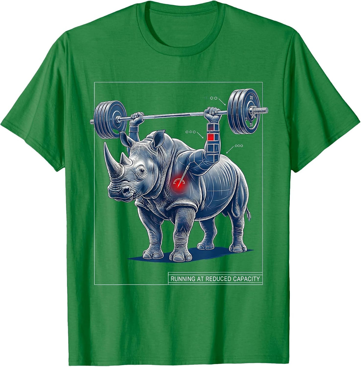 Men's Running At Reduced Capacity Technical Blueprint Funny Gym T-Shirt - Kelly Green