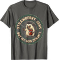 Strawberry Jams But My Gun Doesn't Funny Hedgehog Vintage T-Shirt - Asphalt Grey