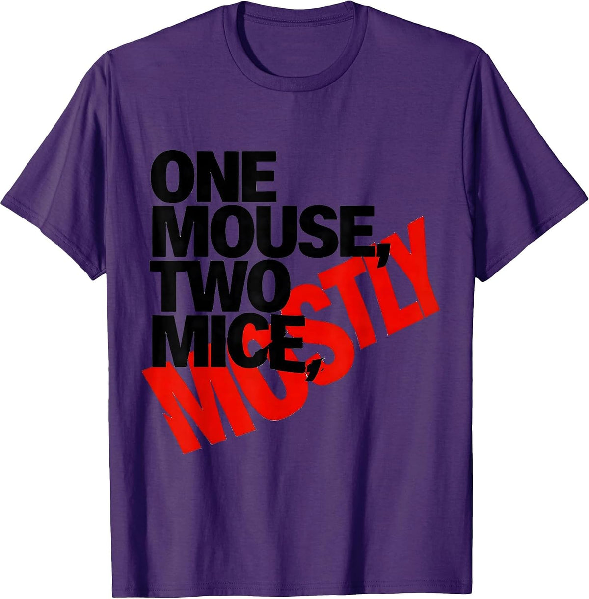 Men's One Mouse Two Mice Mostly Funny Grammar Teacher Humor T-Shirt - Purple