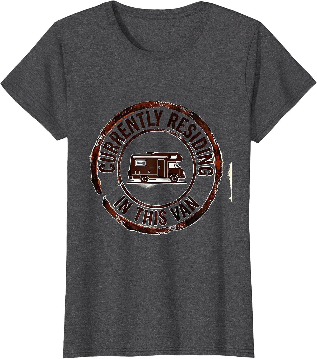 Women's Currently Residing In This Van Retro Van Life Nomads Camper T-Shirt - Dark Heather Grey