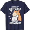 Sorry My Capybara Ate My Homework Funny Capybaras School T-Shirt - Navy Blue