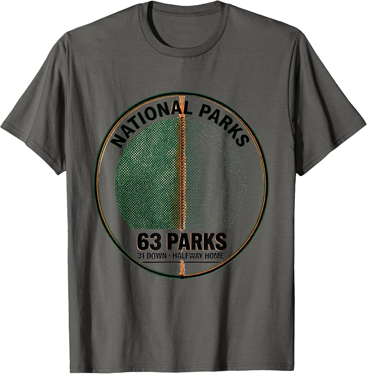 63 Parks 31 Down Halfway Home Vintage National Parks T-Shirt - Asphalt Grey