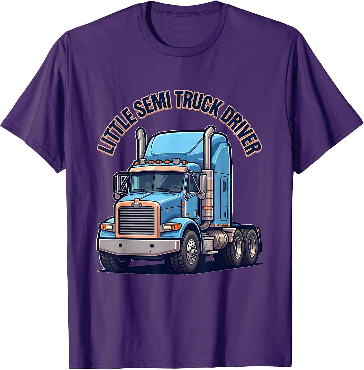 Little Semi Truck Driver Cute Kawaii Toddler Trucker Humor T-Shirt - Purple