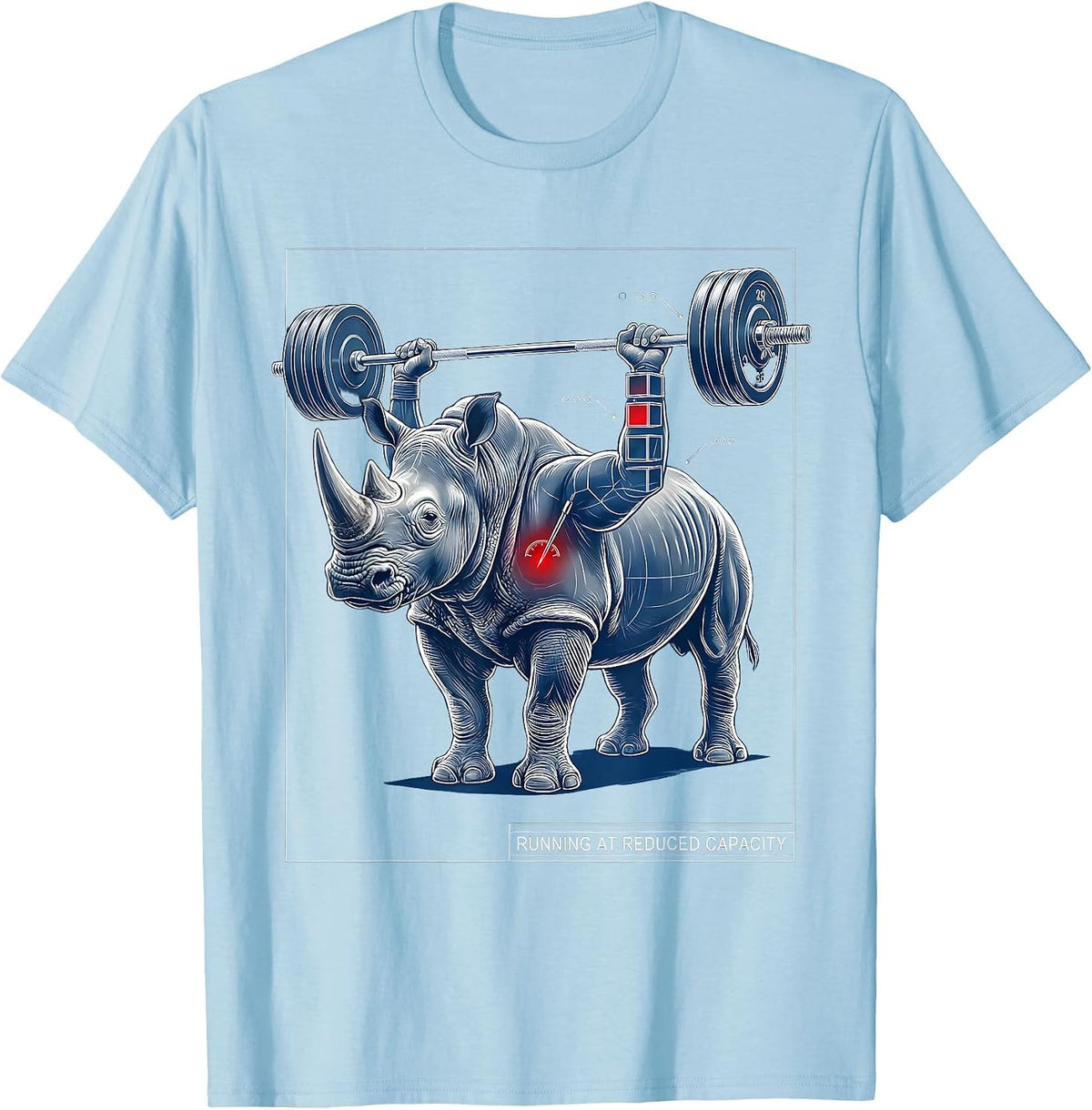 Men's Running At Reduced Capacity Technical Blueprint Funny Gym T-Shirt - Baby Blue