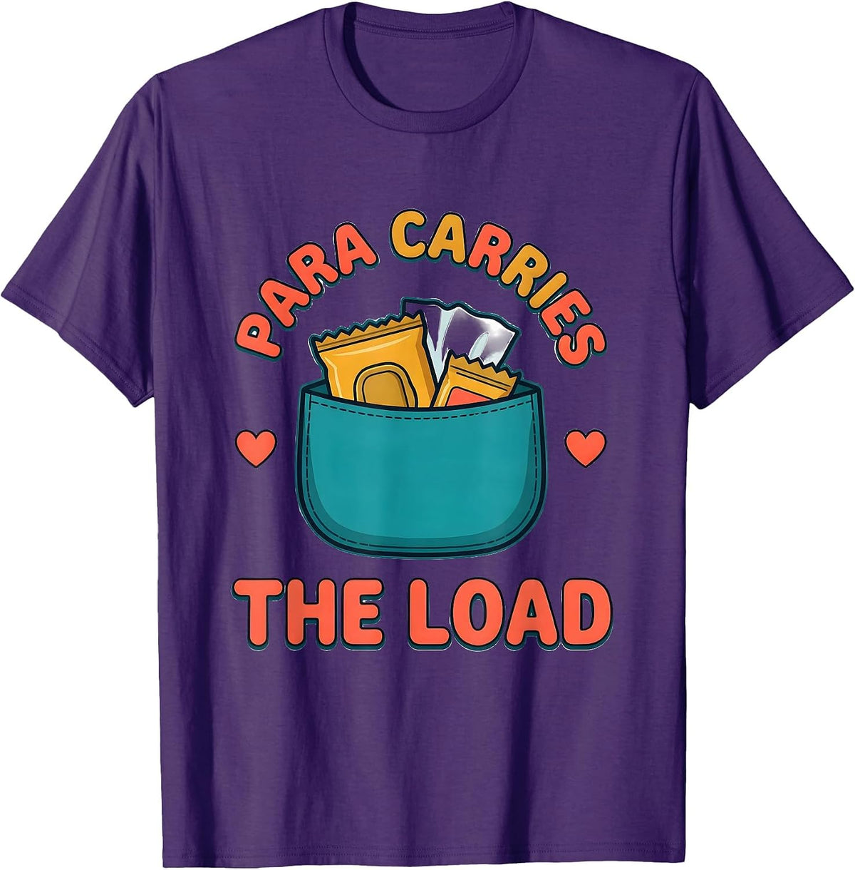 Para Carries The Load Funny Paraprofessional Paraeducator T-Shirt - Purple