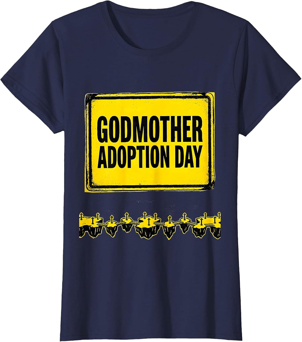 Women's Godmother Adoption Day Stencil Graphic Family Keepsake T-Shirt - Navy Blue