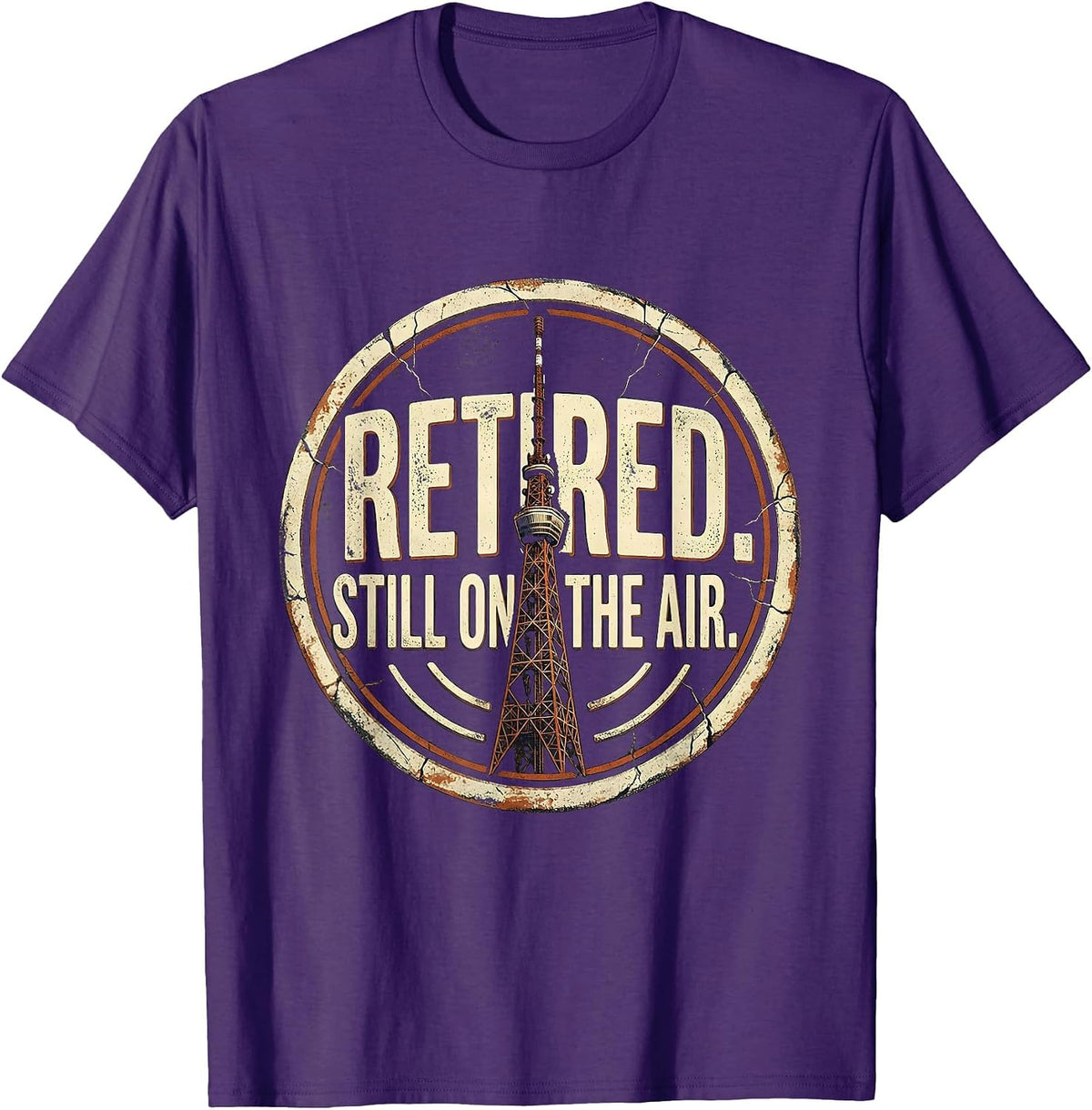 Men's Retired Still On The Air Distressed Ham Radio Operator Humor T-Shirt - Purple