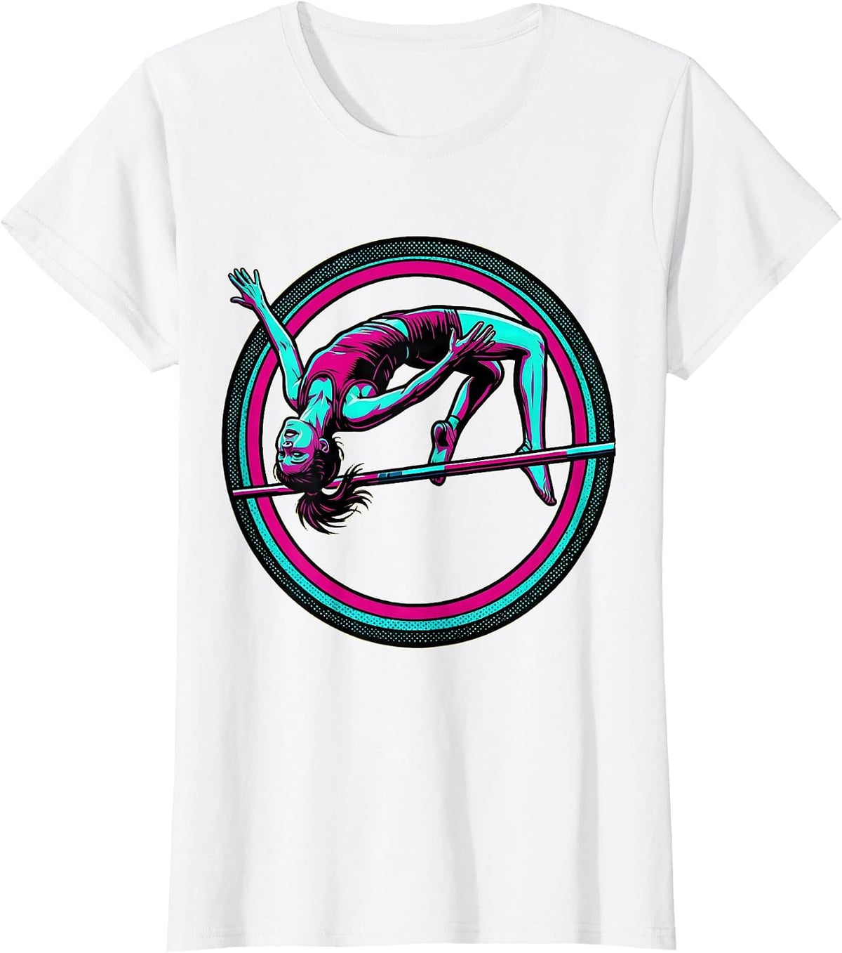 Women's High Jump Athletic Peak Arc Sports Graphic T-Shirt - White