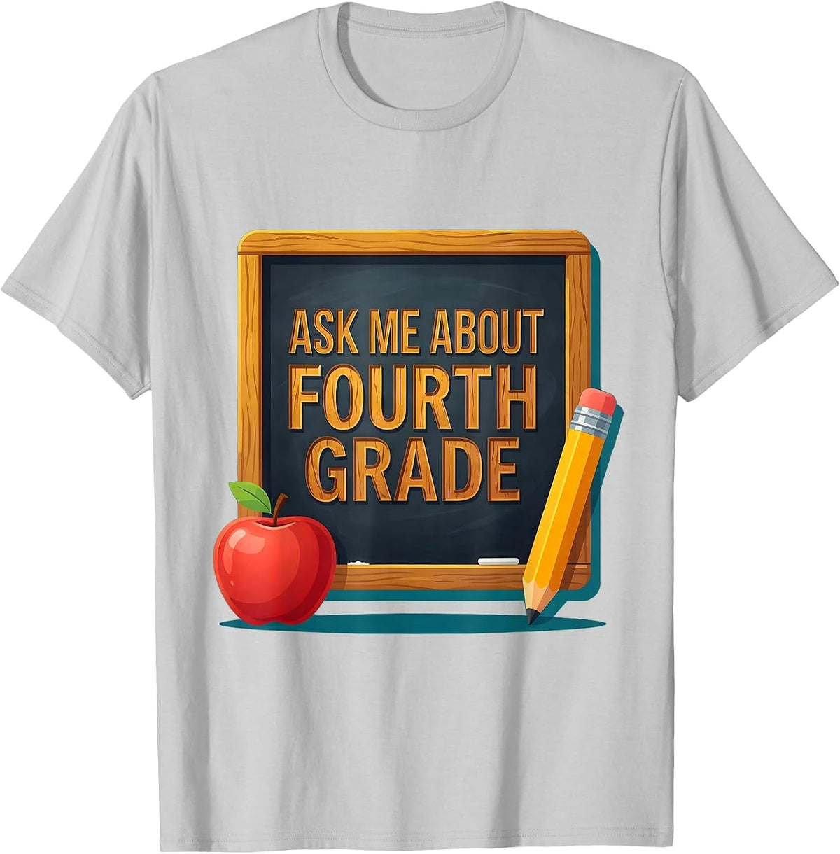 Men's Ask Me About Fourth Grade Teacher Design T-Shirt - Silver Grey