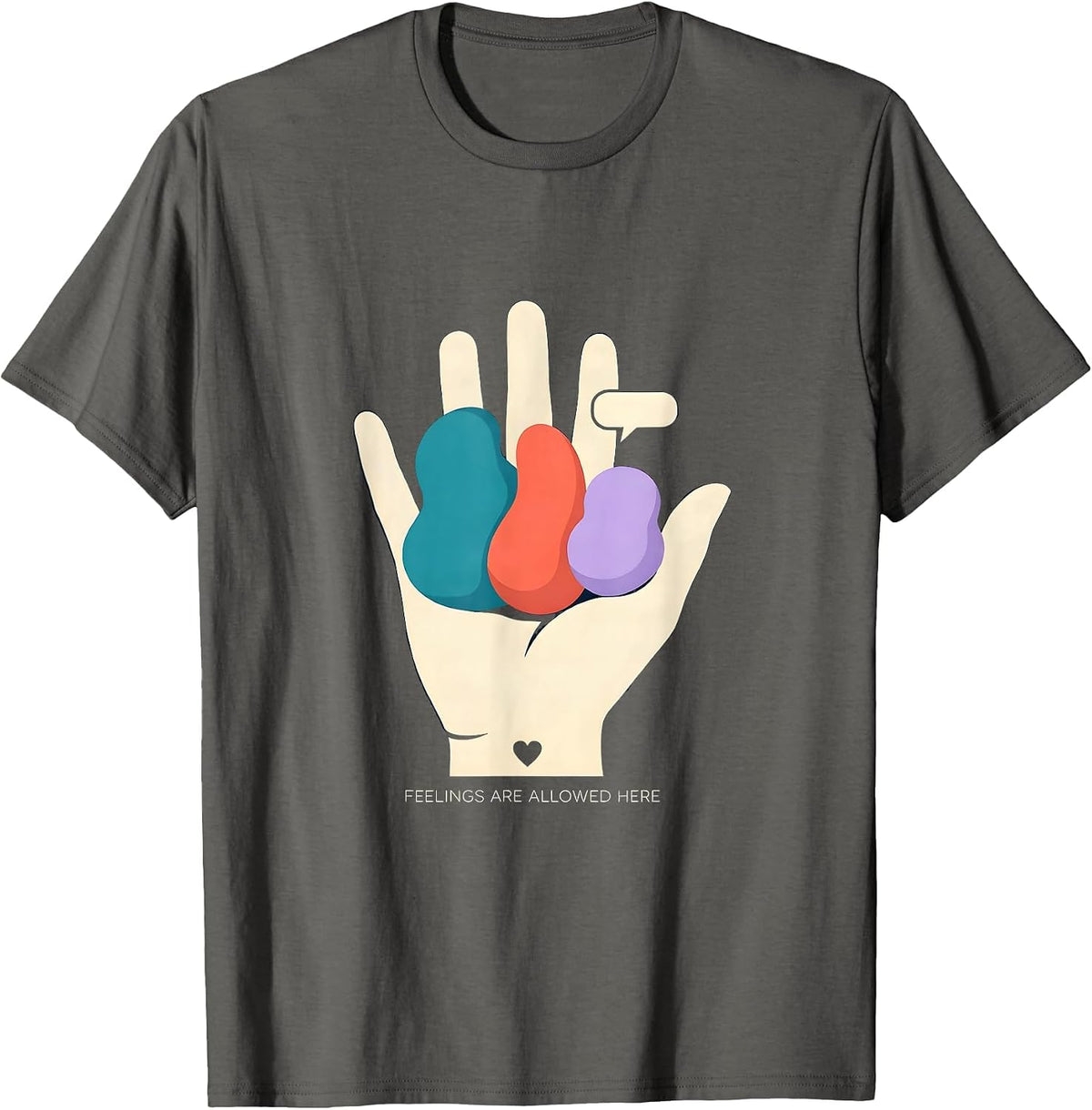 Feelings Are Allowed Here Inspirational Mental Health T-Shirt - Asphalt Grey