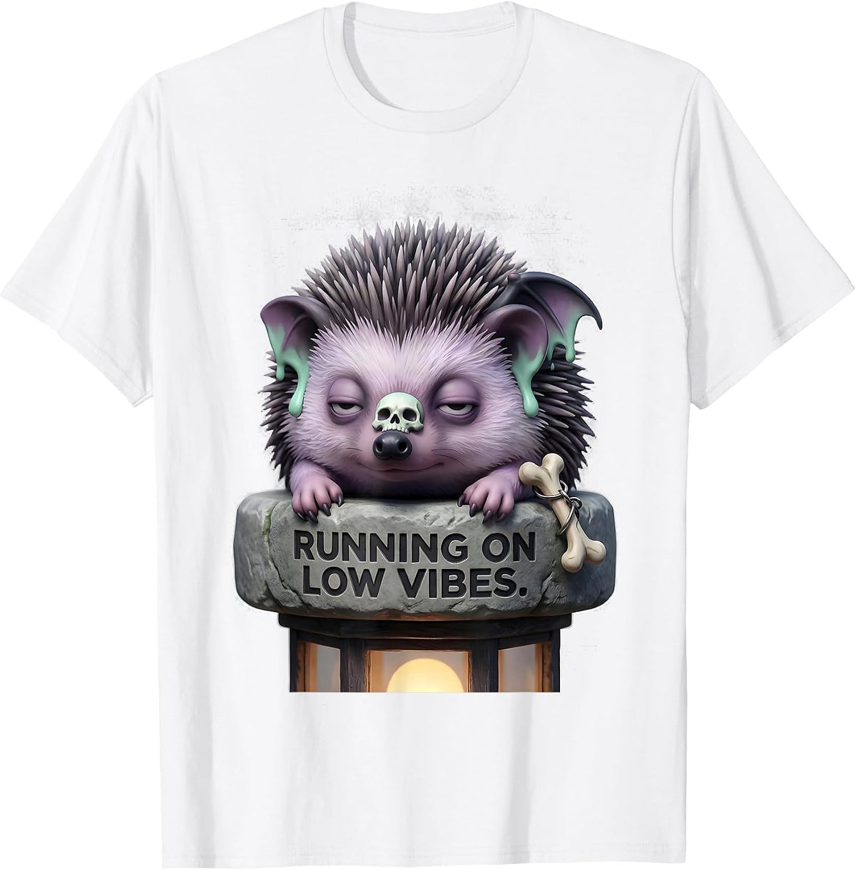 Running On Low Vibes Cute Kawaii Pastel Goth Horror T-Shirt - White