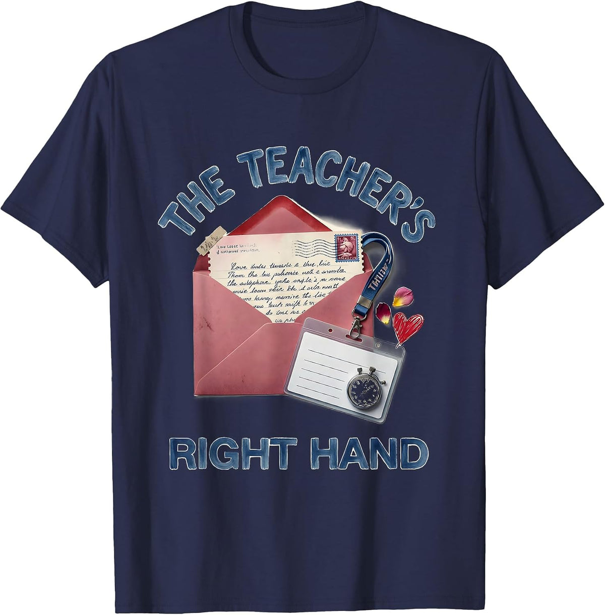 Men's The Teacher's Right Hand Funny Paraprofessional Back To T-Shirt - Navy Blue