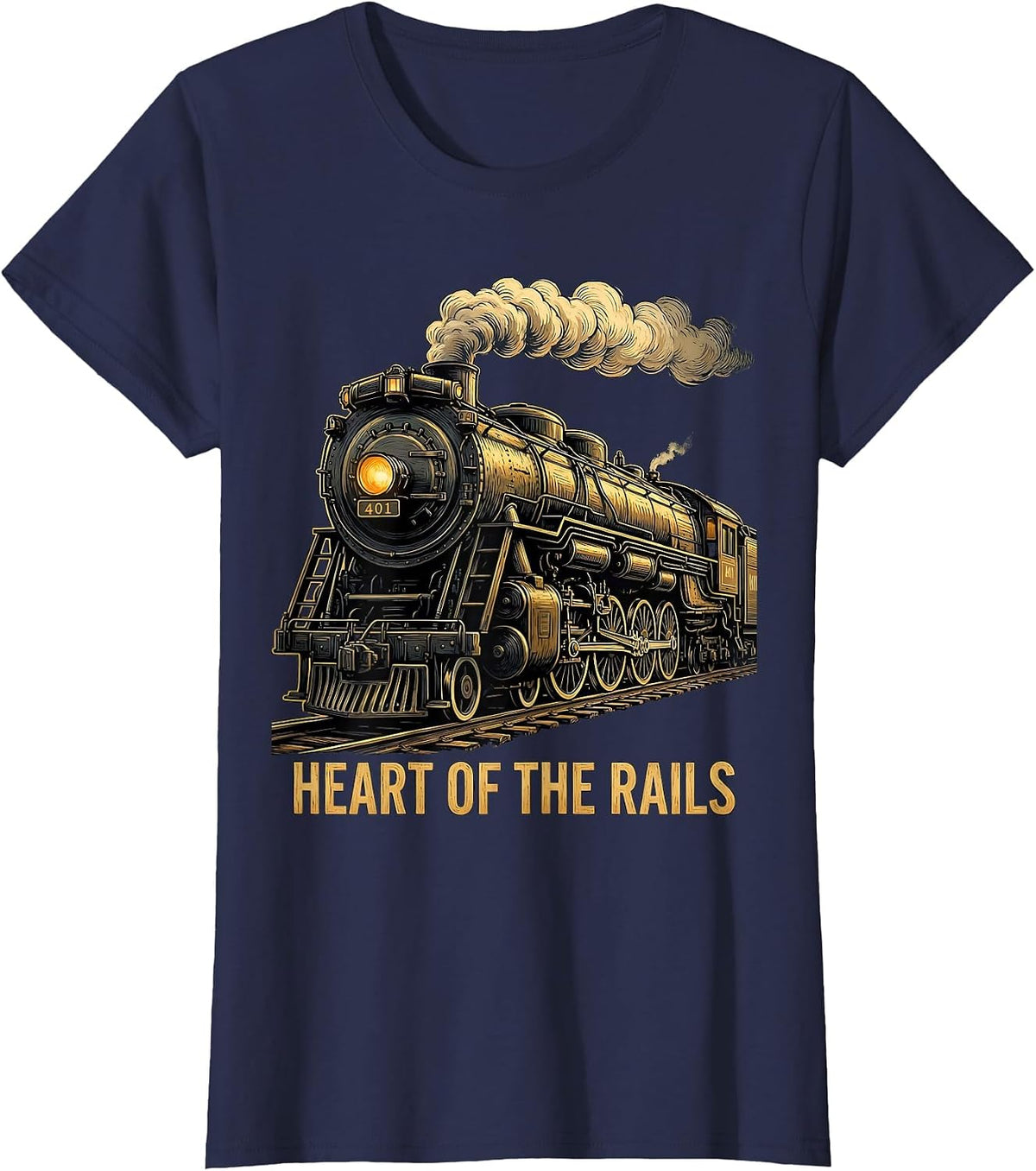 Women's Heart Of The Rails Big Boy 4014 Steam Locomotive Railroad T-Shirt - Navy Blue