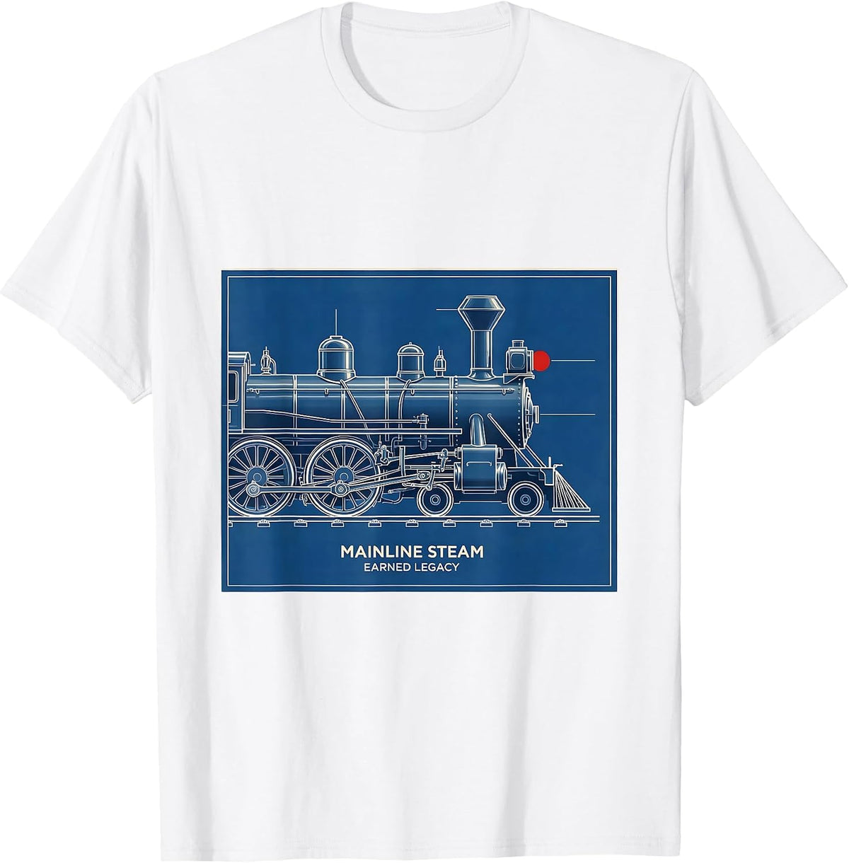 Mainline Steam Earned Legacy Vintage Steam Locomotive T-Shirt, Men, White, XX-Large - As Pictured