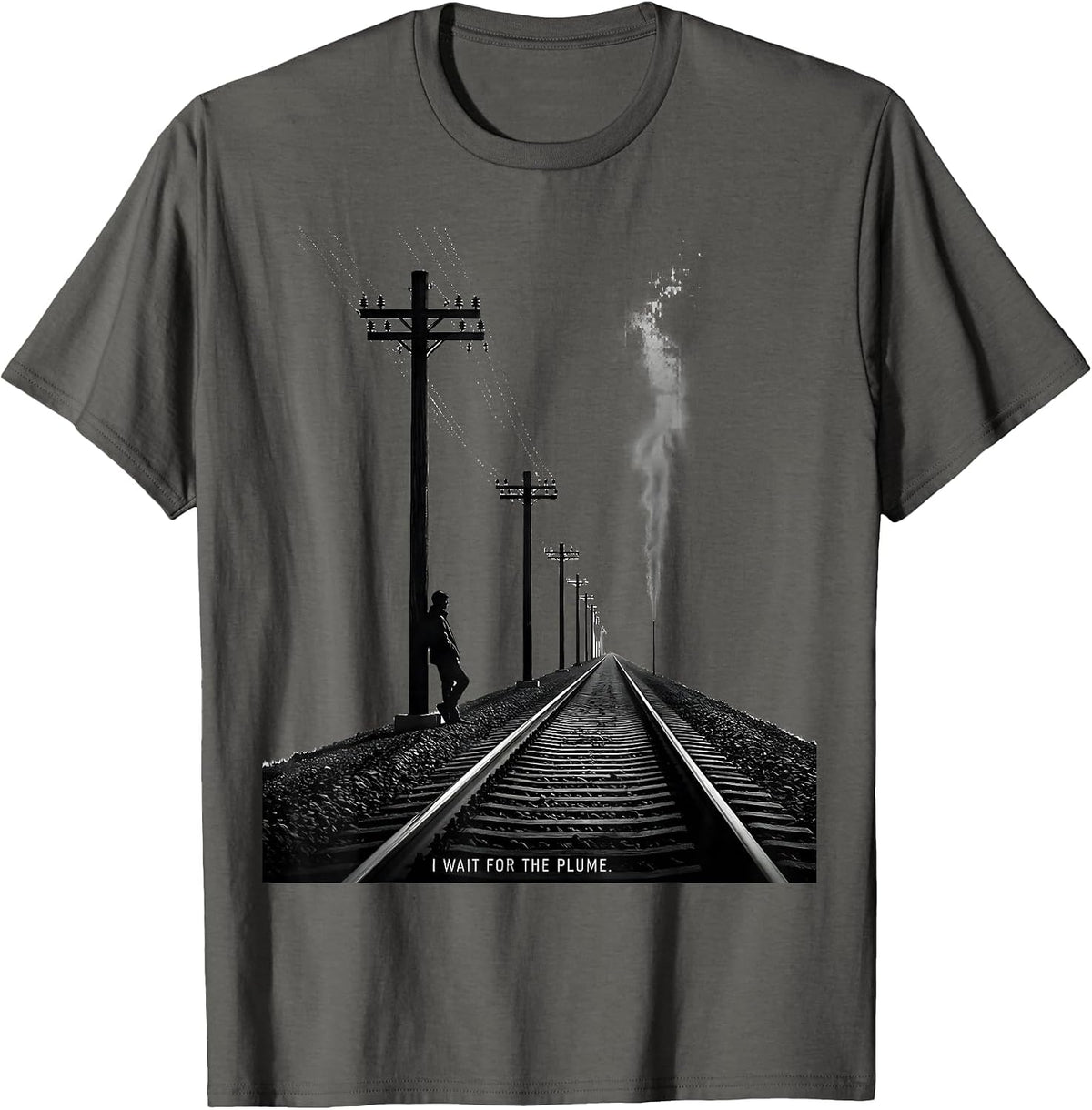 Men's I Wait For The Plume Big Boy 4014 Train Enthusiast Vintage T-Shirt - Asphalt Grey