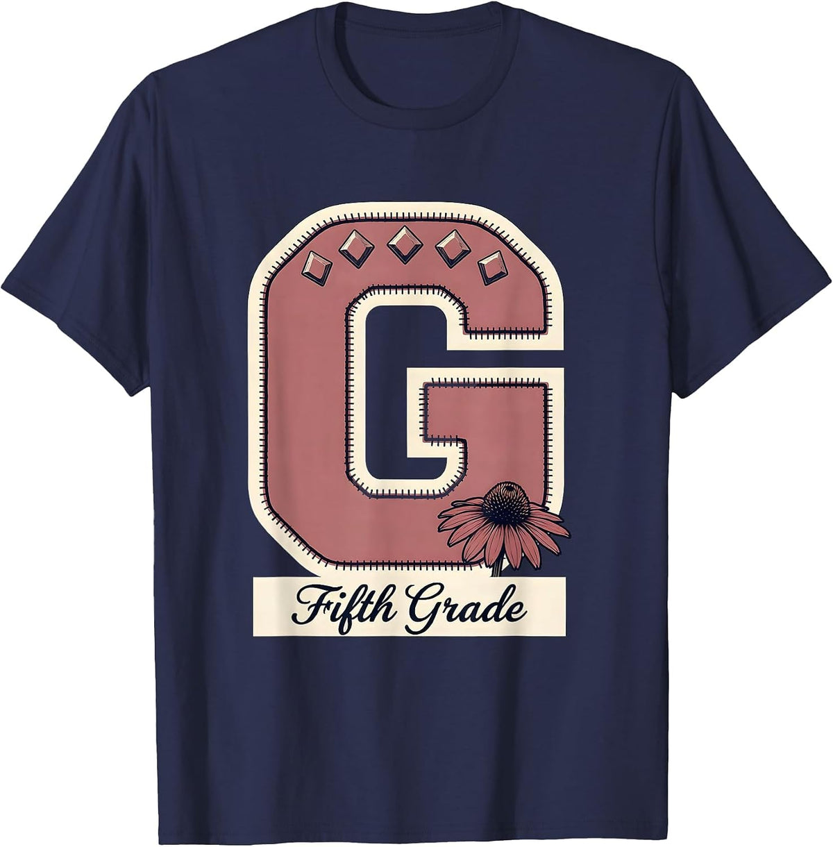 Fifth Grade Wildflower Back To School Teacher Gift T-Shirt - Navy Blue