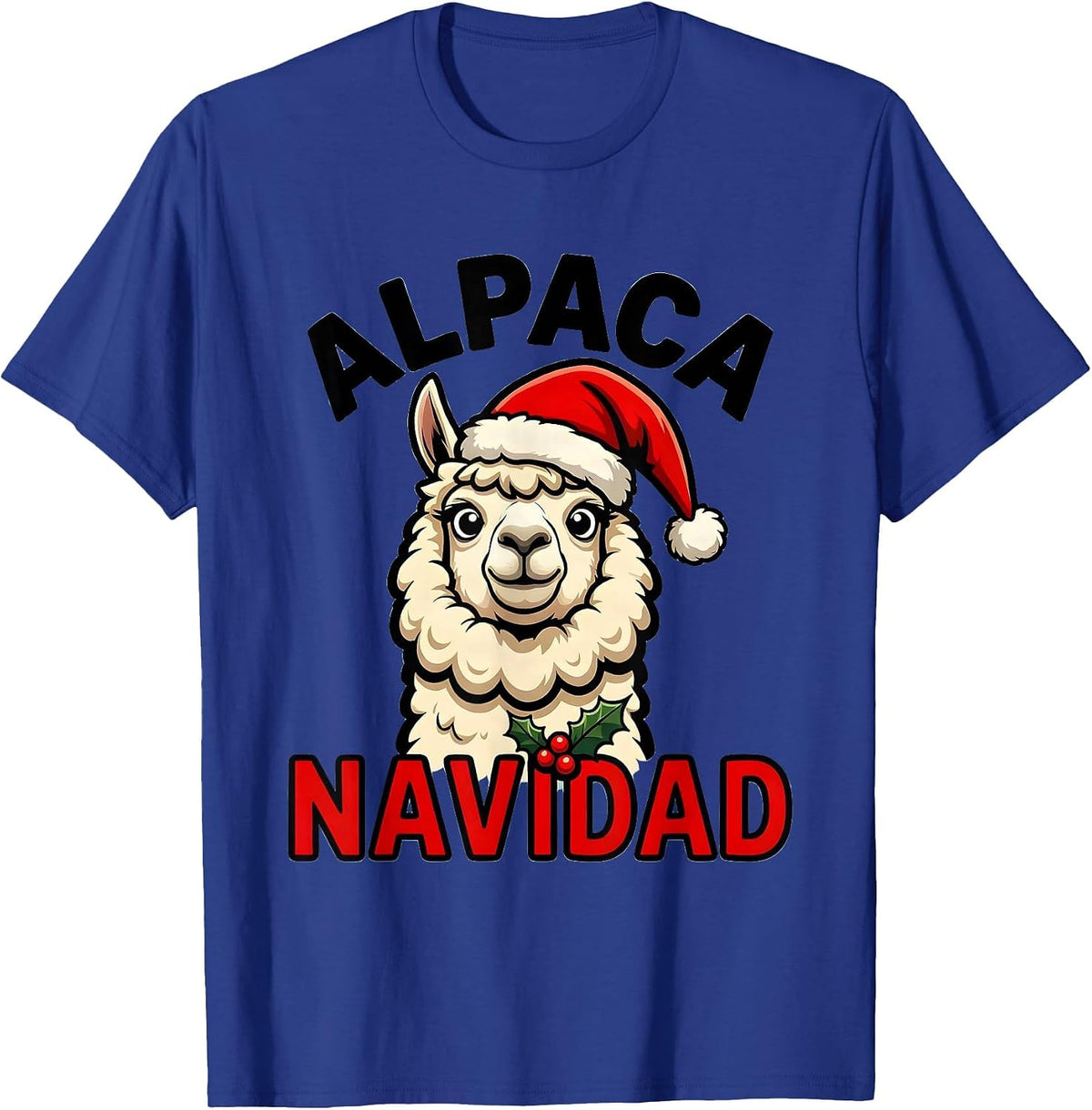 Men's Alpaca Navidad Funny Cartoon Christmas Pun Novelty Gift T-Shirt - Royal Blue