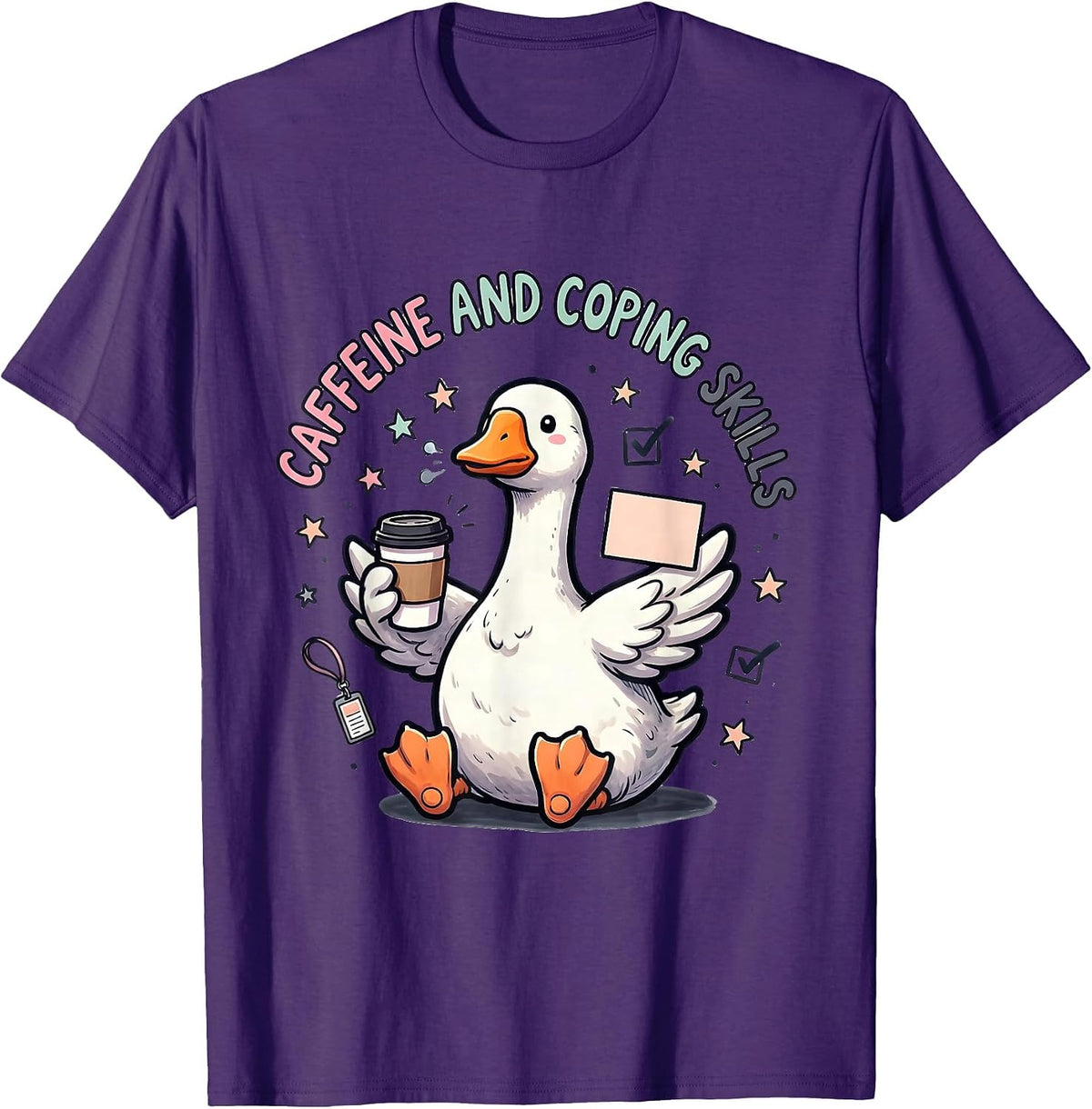 Caffeine And Coping Skills Funny Mental Health Counselor T-Shirt - Purple