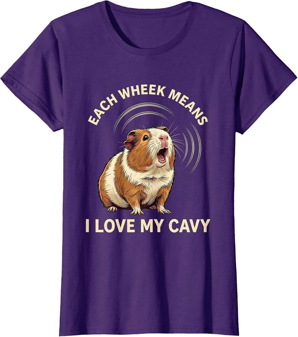 Women's Each Wheek Means I Love My Cavy Funny Guinea Pig Lover Humor T-Shirt - Purple
