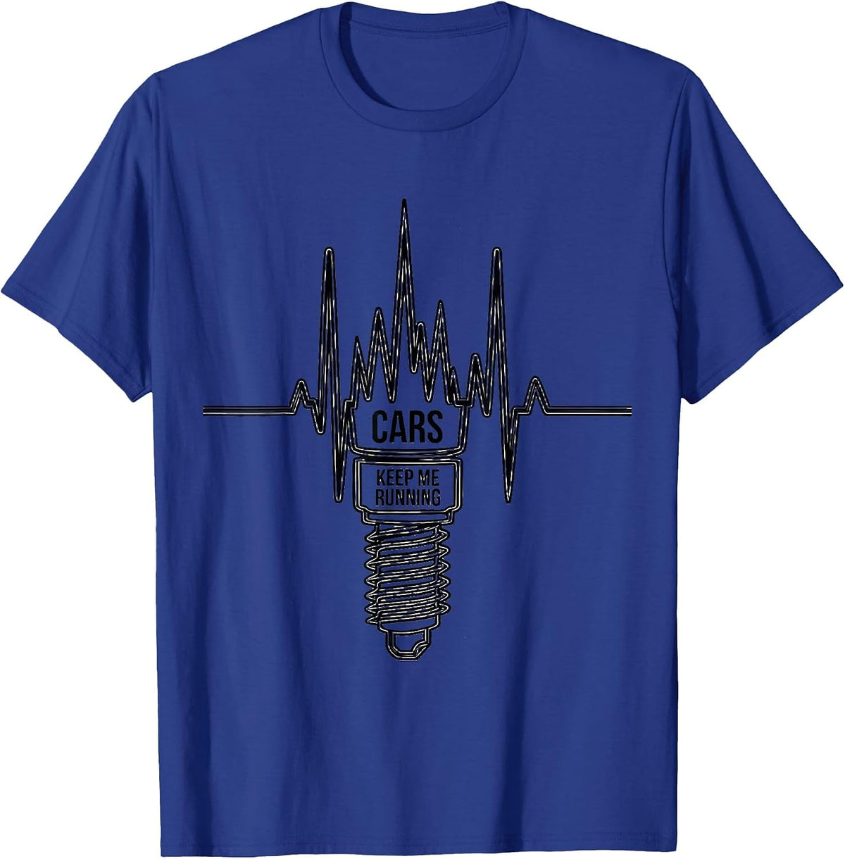 Cars Keep Me Running Funny Car Guy Auto Mechanic Heartbeat T-Shirt - Royal Blue