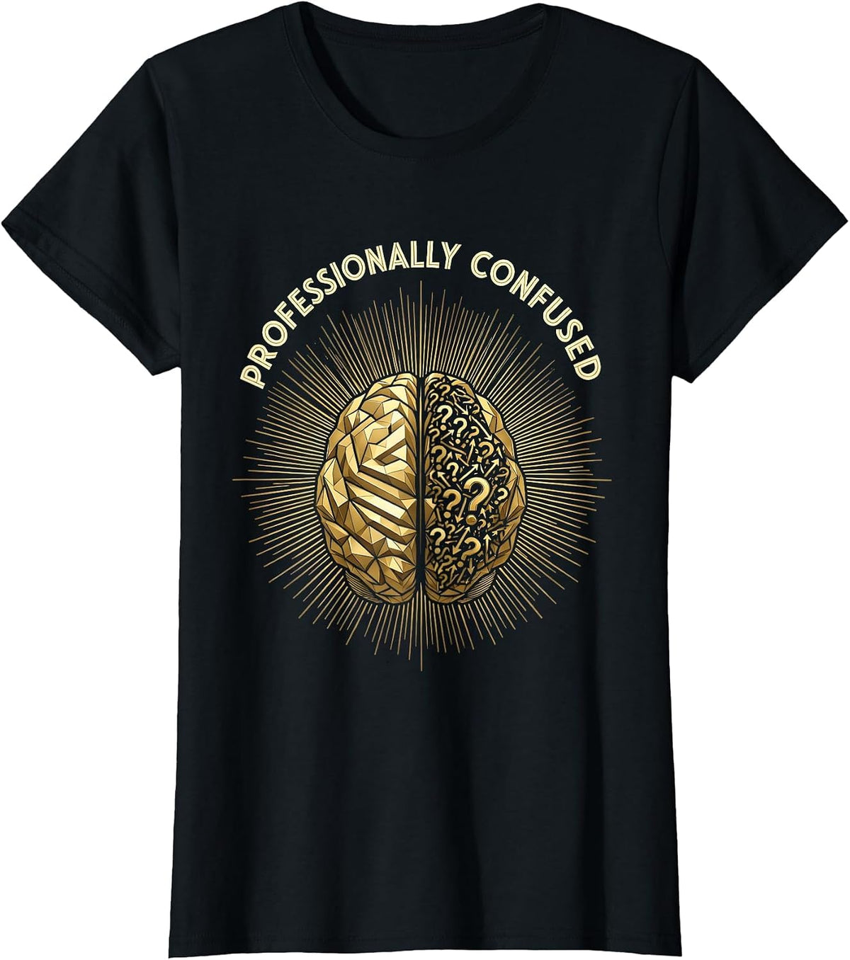 Professionally Confused Funny Workplace Design T-Shirt - Black