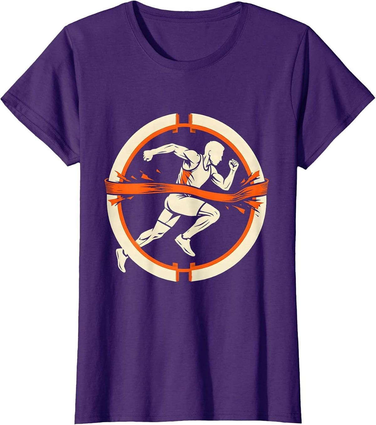 Women's Athlete Bursting Through Finish Line Graphic T-Shirt - Purple