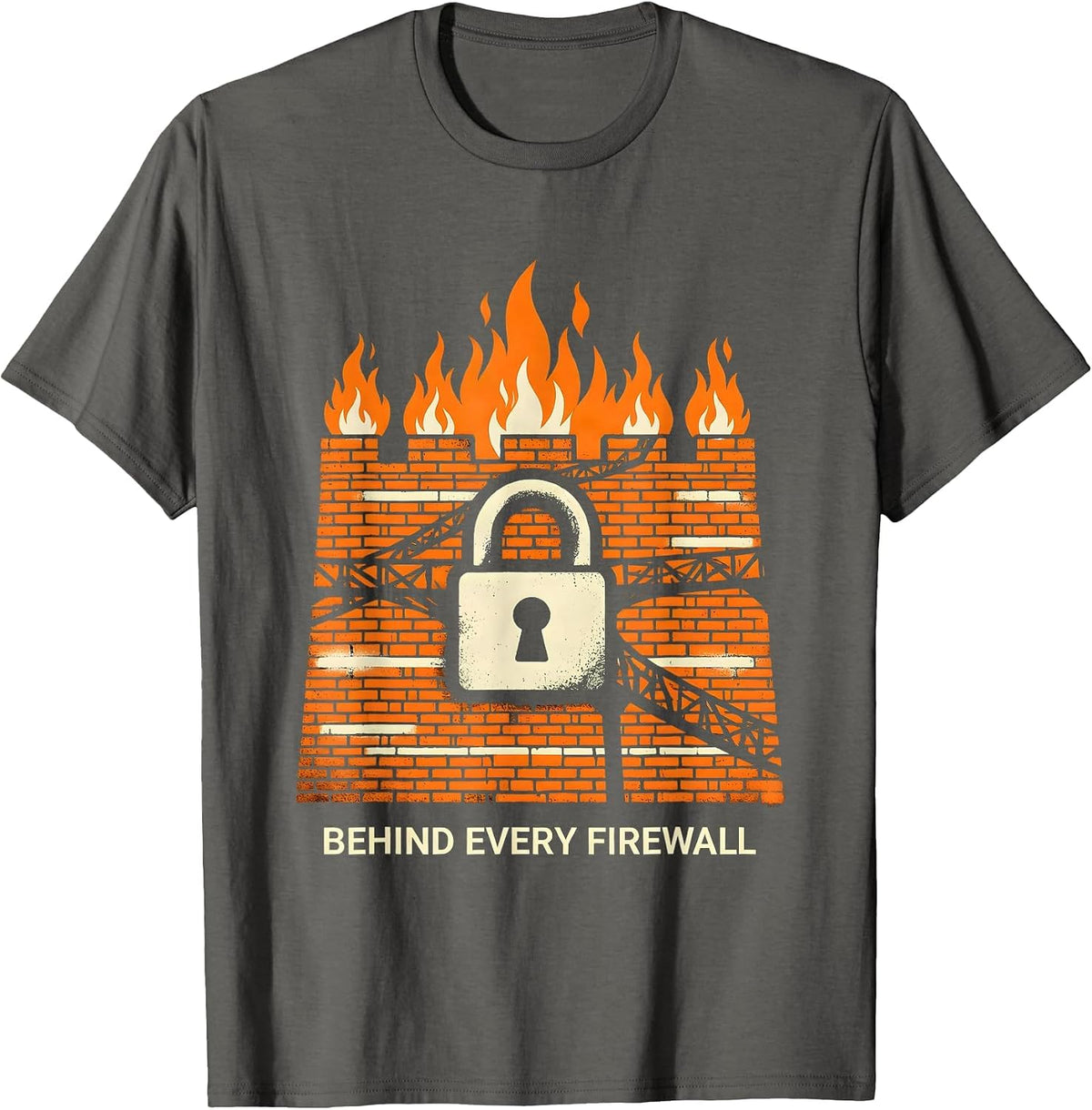 Men's Behind Every Firewall Cybersecurity Design T-Shirt - Asphalt Grey