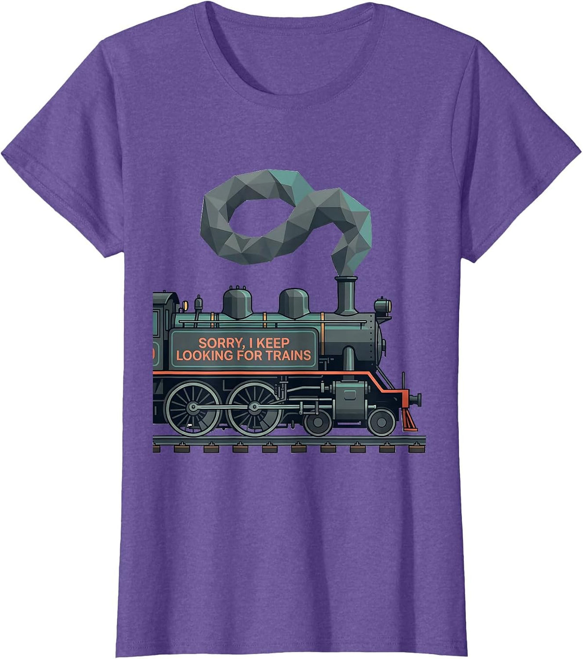 Women's Sorry, I Keep Looking For Trains Vintage Steam Train T-Shirt - Purple Heather